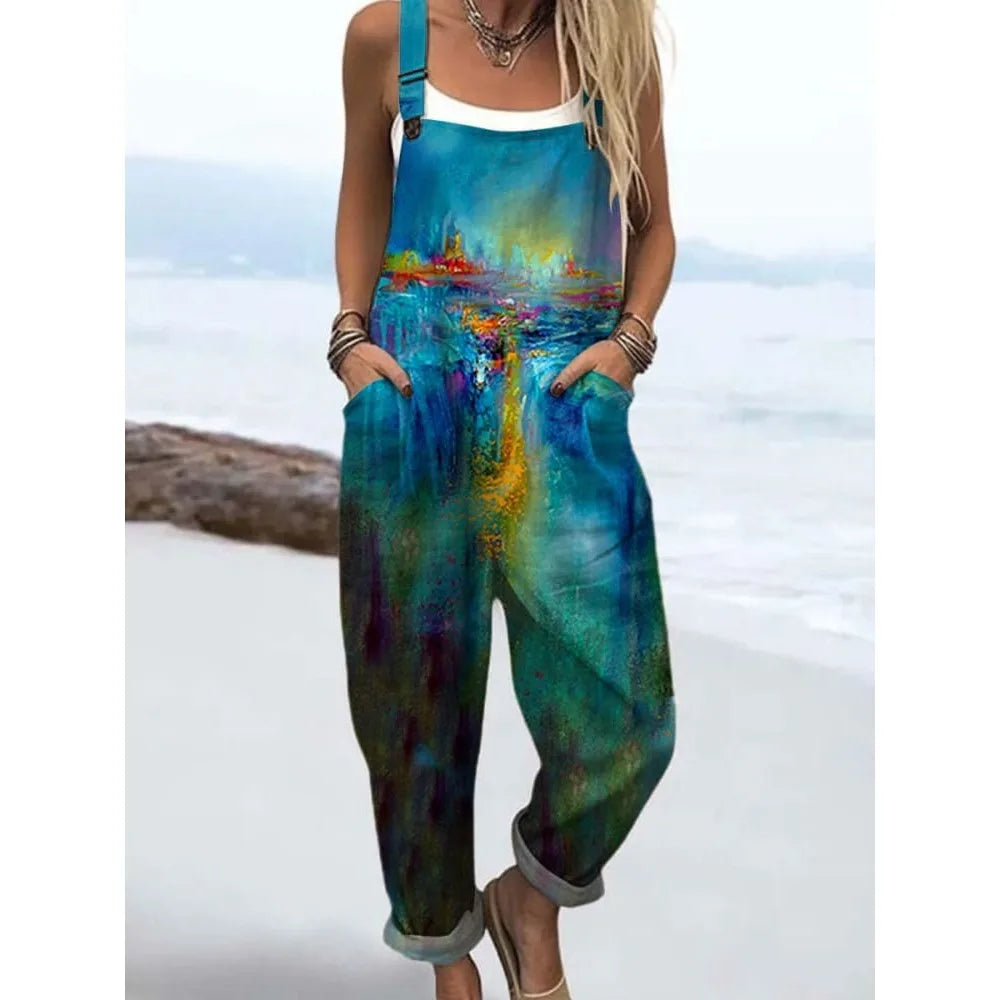 Relaxed Fit Women's Bumble Bee Overalls with Cute Animals Patterns Fashion Jumpsuits Adjustable Design for Picnics and Country Outings
