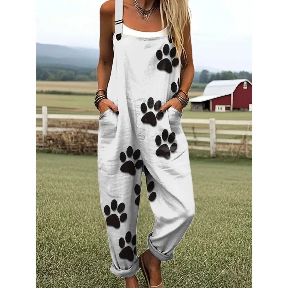 Relaxed Fit Women's Bumble Bee Overalls with Cute Animals Patterns Fashion Jumpsuits Adjustable Design for Picnics and Country Outings