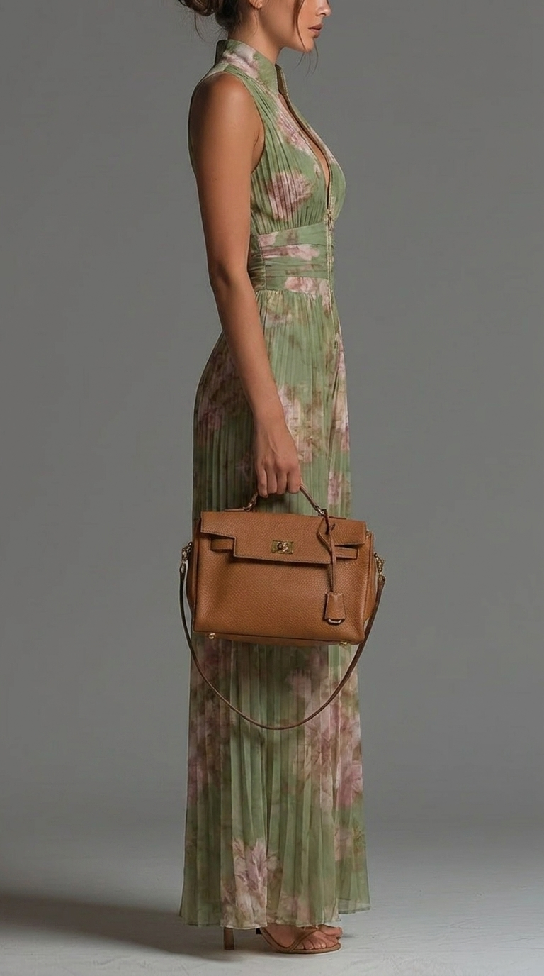 Pleated Floral Chiffon Jumpsuit β’ S1