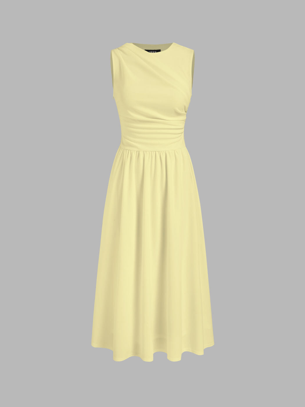 Elegant Sleeveless Ruched Midi Dress