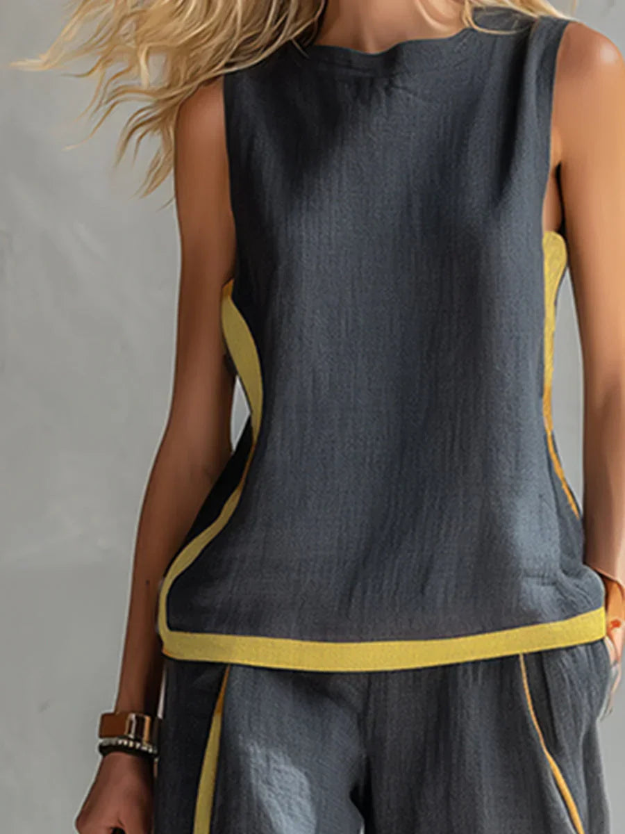 Elisa | Fluid Two-Piece Set with Contrast Details